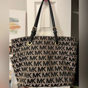 Michael Kors Monogram Black and Brown Tote